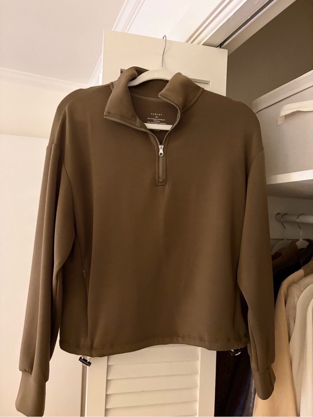 Varley Olive Quarter-Zip Pullover